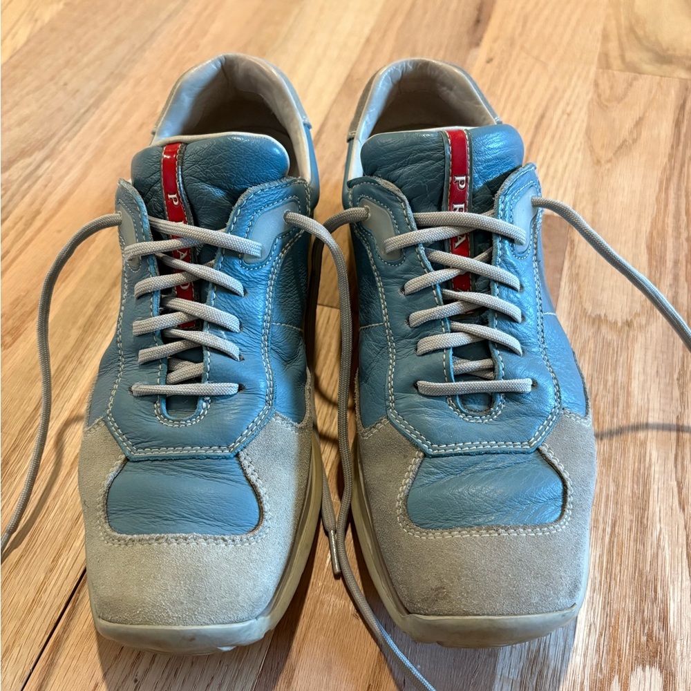 Prada Sport Leather and Suede Colorblock Sneakers—size 38
(7 1/2)